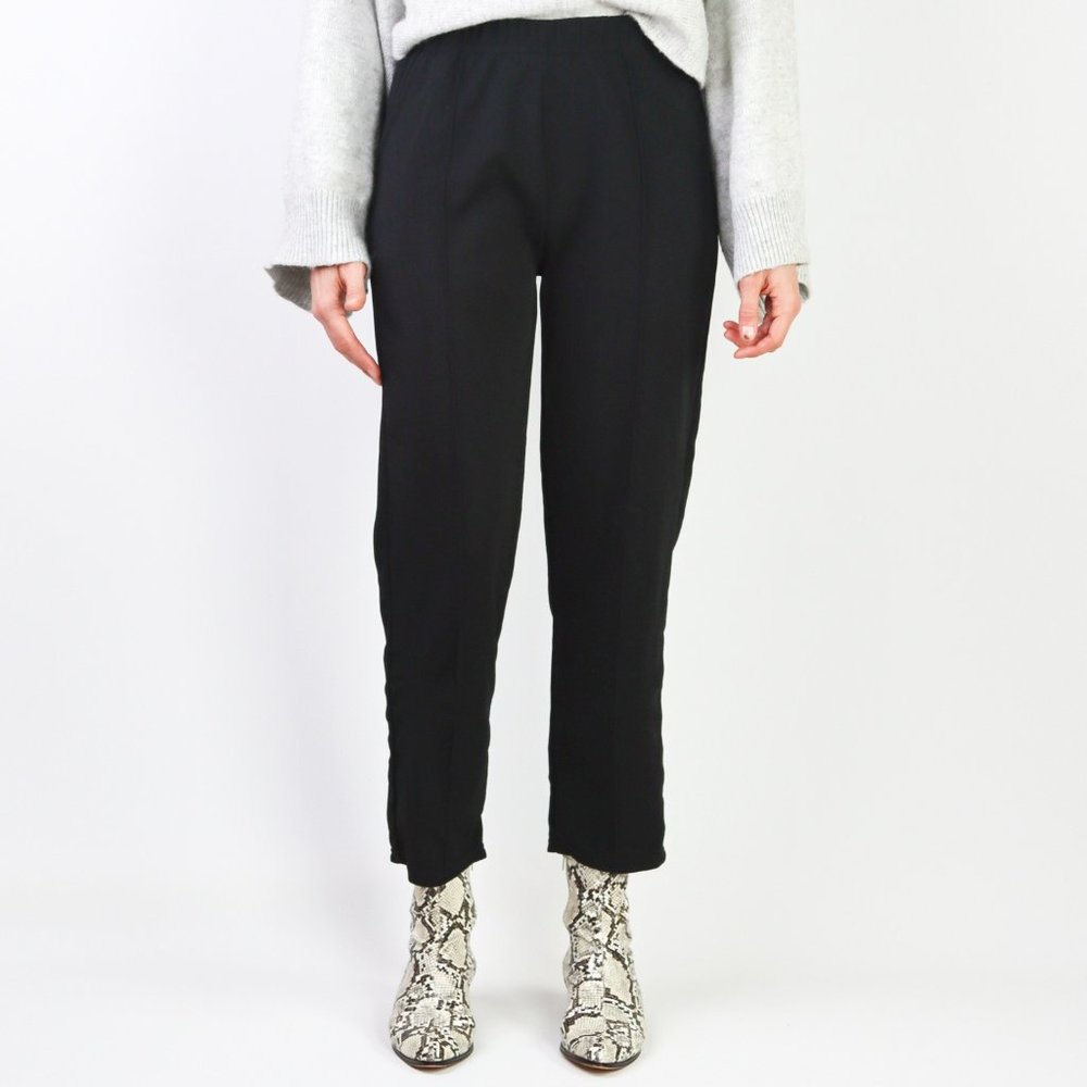 Retro 50s Style Black Cigarette Pants High Rise Elastic Waist Retro Pinup Girl